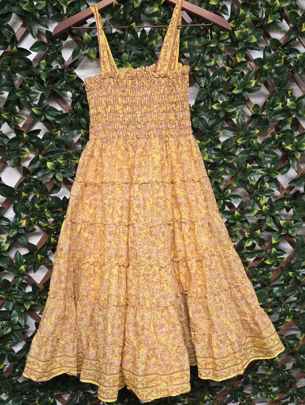 Chelsea & Violet Mustard Yellow Floral Tiered Maxi Dress